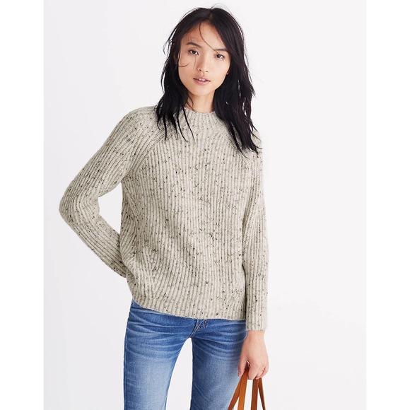 Madewell Sweaters - Madewell Donegal Northfield Mockneck Beige Oversized Knit Sweater